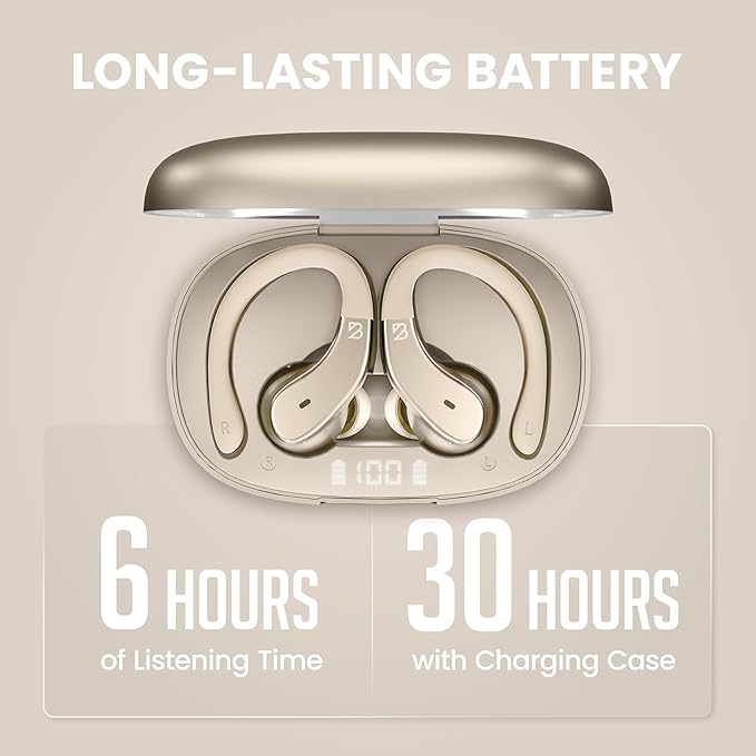 Back Bay Audio - Runner's Wireless Earbuds Bluetooth Headphones for Sports, Hook Over The Ear Buds, Deep Bass, Wrap Around Earphones with Earhooks for Running, Workout Wireless Headphones for The Gym