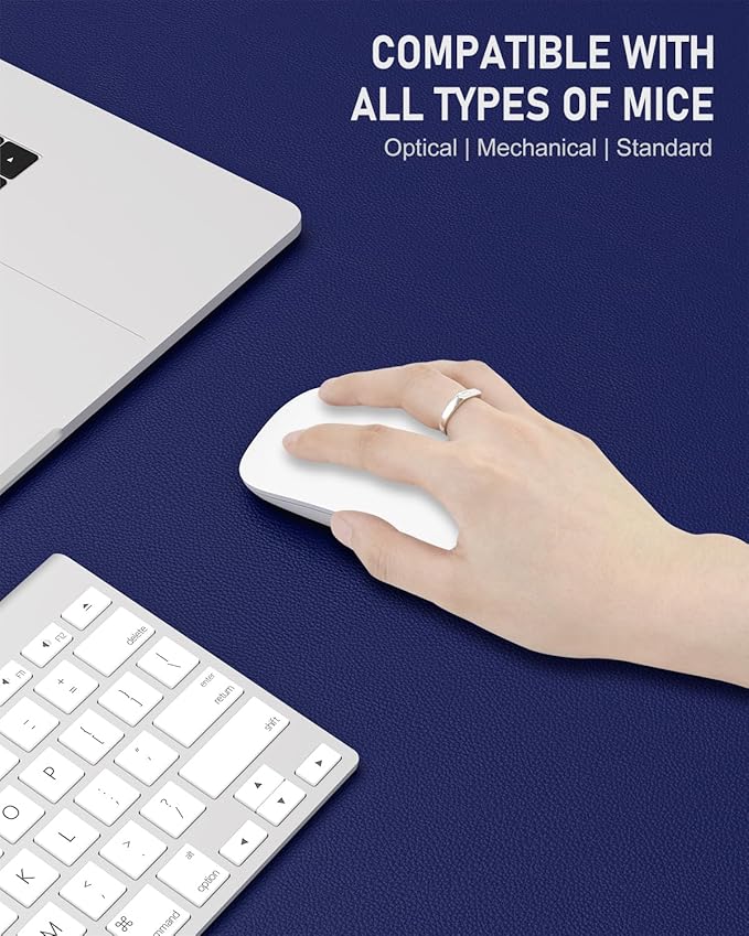 Desk Pad, 35.5" x 17" PU Leather Non-Slip Desk Mat Large Mouse Pad for Desktop, Waterproof Laptop Computer Writing Mat for Office, Home, Work, Gaming, Violet Blue