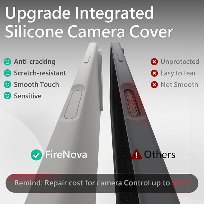FireNova Magnetic for iPhone Air Case, Compatible with MagSafe, [Integrated Silicone Camera Control Button] [Camera Protection] Microfiber Lining Phone Case for iPhone 17 Air, 6.5", Natural Titanium
