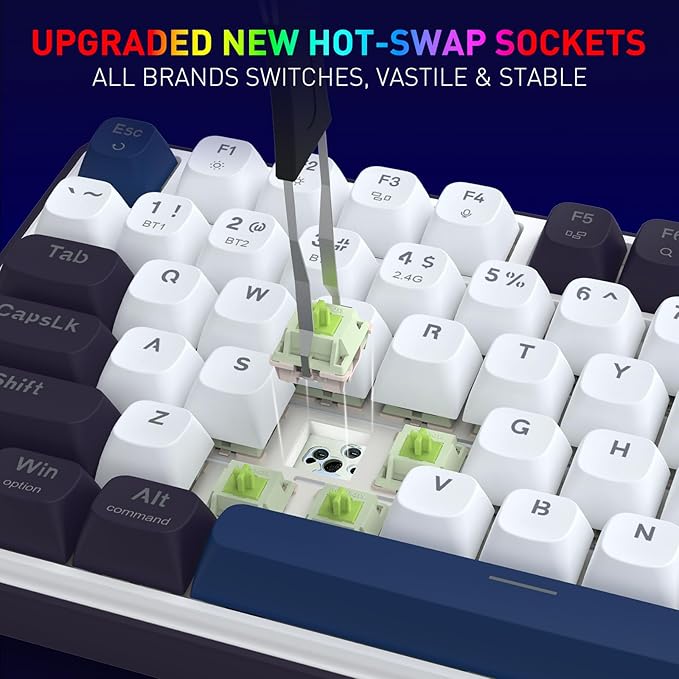 Redragon K744 PRO 99 Keys Wireless Gasket RGB Gaming Keyboard, 3-Mode Mechanical Keyboard w/Hot-Swap Socket, Round PBT Keycaps & 5-Layer Noise Dampening, Custom Linear Switch