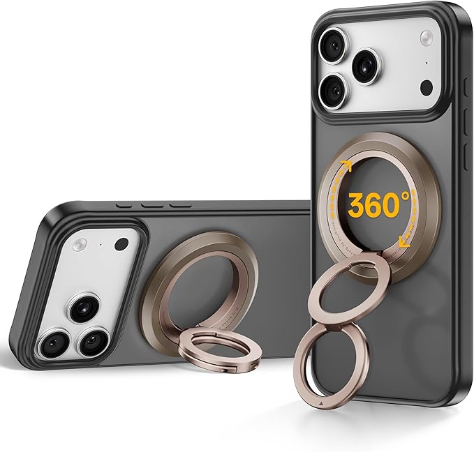 SYNCWIRE for MagSafe Ring Phone Holder, 360° Rotation Magnetic Cell Phone Grip Dual-Sided Magnets Phone Ring Kickstand Compatible with iPhone 17 16 15 14 13 12 Pro Max MagSafe, Android, Samsung etc.