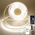 AXMOTUT COB LED Strip Lights with Remote, 24V 9.84ft Natural White Dimmable LED Light Strips, High Bright 4000K LED Lights with Power Supply for Room, Kitchen, DIY Home Decoration