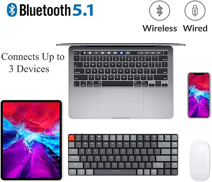 Keychron K3 Version 2, 75% Layout 84 Keys Ultra-Slim Wireless Bluetooth/USB Wired Mechanical Keyboard with White Backlit, Hot-Swappable Low-Profile Keychron Optical Brown Switch for Mac Windows
