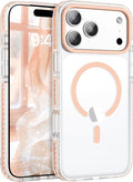 BENTOBEN Magnetic for iPhone 17 Pro Max Case 6.9", Compatible with Magsafe Shockproof Protective Bumper Cute Transparent Slim Anti-Yellowing Phone Case for iPhone 17 ProMax Cover, Clear Light Orange