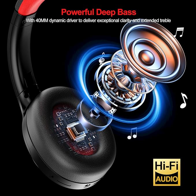 Hybrid Active Noise Cancelling Headphones - 2024 Upgraded Wireless Over Ear Bluetooth Headphones,100H Playtime,Hi-Res Audio,Deep Bass Noise Cancelling,Comfortable Ear Cup for Travel/Home/Office