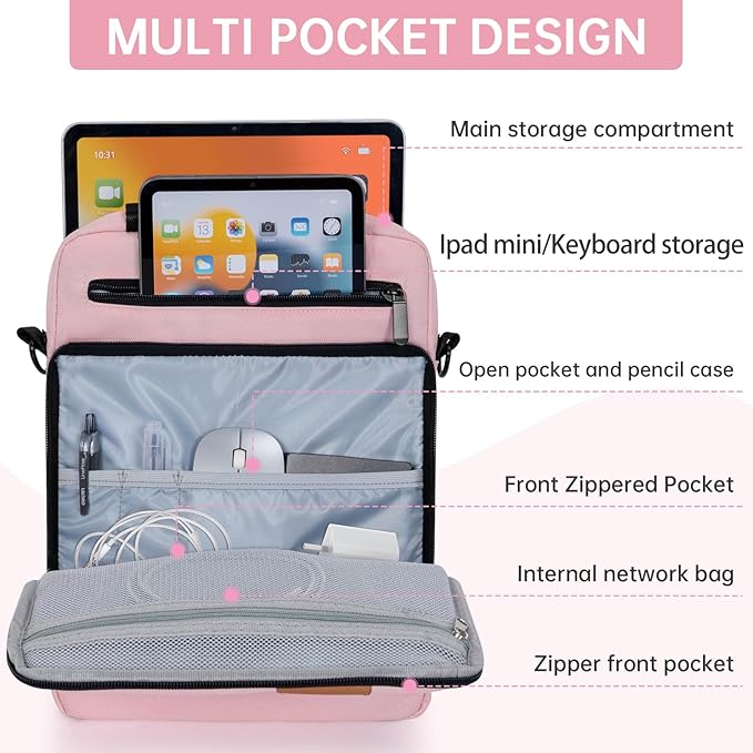 12.9 Inch Tablet Sleeve Bag, Padded Carrying Case for 13" iPad Air M4 M3 M2 2026-2024, iPad Pro M5 M4 M2 M1, Samsung Galaxy Tab S9 FE+/S9+/S8+/S7 FE/S7+ 12.4" 2022/2023, Surface Laptop Go 12.4"