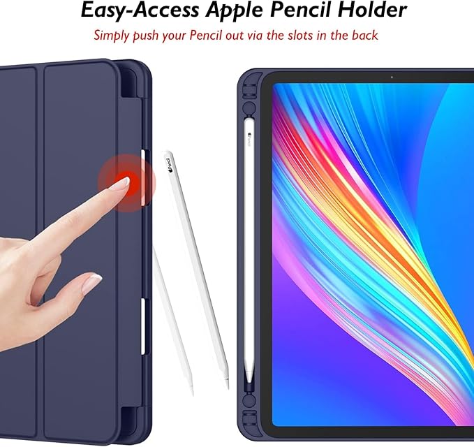 iMieet iPad Pro 13 Inch Case (M5/M4) 2025/2024 with Pencil Holder, Trifold Stand Smart Case with Soft TPU Back, Auto Wake/Sleep (Dark Blue)