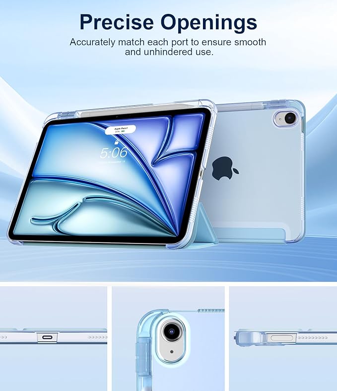TiMOVO Case for iPad Air 11 Inch M4 2026/M3 2025/M2 2024, iPad Air 5th Generation 2022/4th Gen 2020 10.9 Inch with Pencil Holder, Stand Cover with Translucent Back, Auto Wake/Sleep, Sky Blue