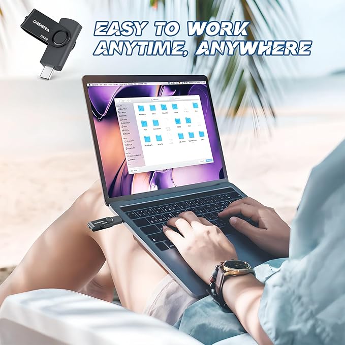 DIGIERA 128GB Flash Drive, USB 3.2 Gen 1 Type-C Thumb Drive with 140MB/s Read, 360° Swivel Design, Compact & Lightweight Memory Stick for File Transfer, Photo Backup, and Travel-Friendly Storage