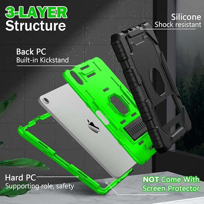 Grifobes Case for iPad mini 7 (A17 Pro) 2024 / Mini 6 2021 8.3 inch, Heavy Duty Shockproof Rugged Cover with Pencil Holder Stand, for I Pad Mini 7th/6th Gen 8.3" Case (Black+Green)