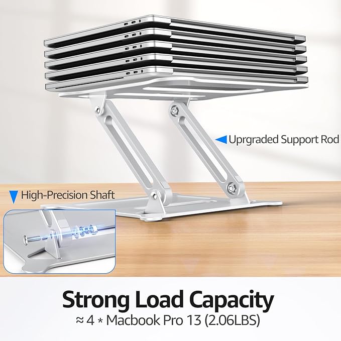 Urmust Laptop Notebook Stand Holder Adjustable Laptop Stand Portable Computer Riser Compatible with MacBook Air Pro HP Dell XPS Lenovo All Laptops 10-15.6"(Silver)