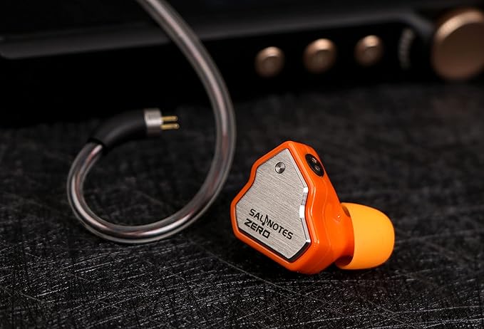 Linsoul 7Hz Salnotes Zero HiFi 10mm Dynamic Driver in-Ear Earphone IEM with Metal Composite Diaphragm Stainless Steel Faceplate Detachable 2Pin OFC Cable (Orange, Without Mic)