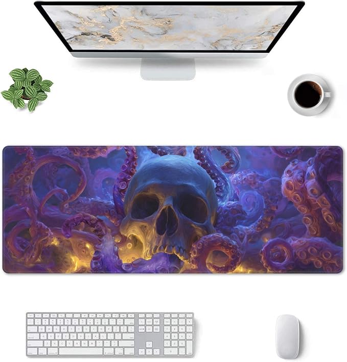 Skull Mouse Pad Extended Large Gaming Mouse Pad XL Stitched Edges for Gamer Home Office 31.5 X 11.8 Inch