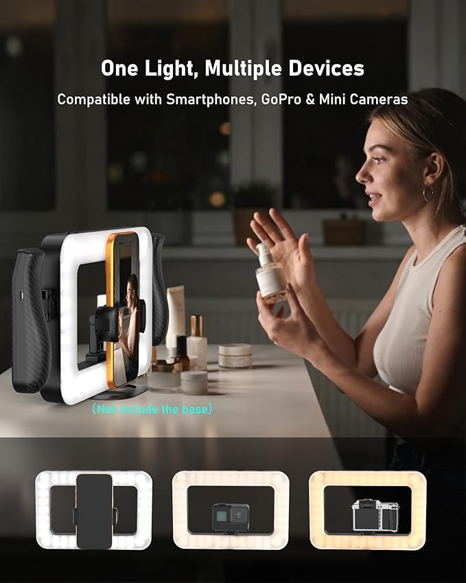 Smartphone Video Rig with LED Light, Ring Light for Phone, Video Recording with Remote, Adjustable 2900K-7000K&CRI 95+, Handheld Makeup Light for YouTube TikTok Live Streaming Makeup Vlogging