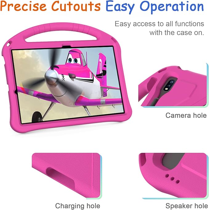 Kids Case for Samsung Galaxy Tab S10 Lite/S10 FE/S9 FE 10.9"/Tab S9/S8/S7 11", Techcircle Light Weight Shock Proof EVA Foam Handle Rugged Stand Protective Case, Rose