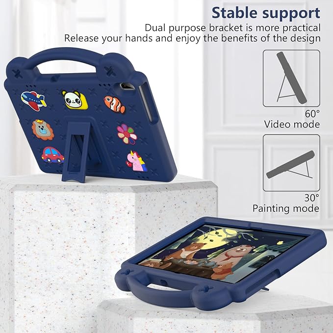AKABEILA Compatible with Huawei MediaPad T5 10.1/Lenovo Tab M10/Lenovo Tab P10 Tablet Case, Kids Lightweight Shockproof Protective Case with Shoulder Strap & Stand Handle - Navy Blue
