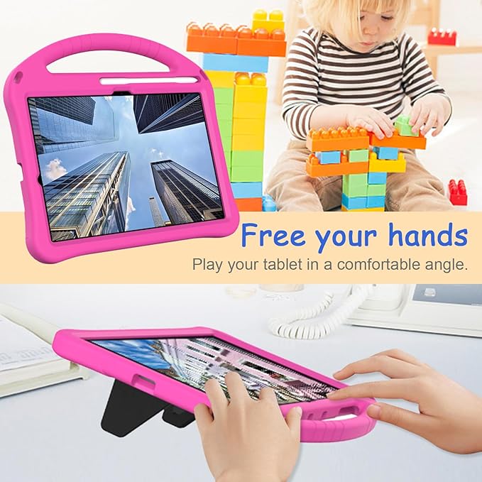 Kids Case for Samsung Galaxy Tab S11 2025 11" Tablet, Techcircle Light Weight Shock Proof EVA Foam Handle Rugged Stand Protective Case, Rose