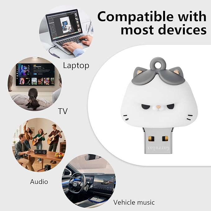USB Flash Drives, 16GB/32GB/64GB/128GB Silicone USB2.0 High Speed Thumb Memory Stick Pen Date Storage Pendrive U Disk (Cat, 64GB)