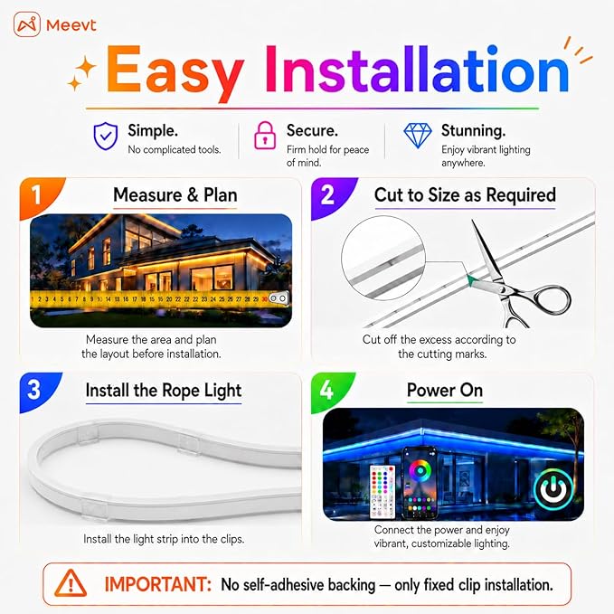 Neon Rope Light, 49.2Ft Flexible RGB Rope Lights, LED Rope Lights Control with App/Remote Multiple Modes,DIY Design, LED Lights for Bedroom Room Outdoors Decor
