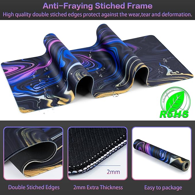 Canjoy Gaming Mouse Pad, Fluid Pattern Mouse Pad 35.4x15.7inch Large Extended Computer Mouse Mat Keyboard Full Desk Mousepad for Gaming, Office, Home