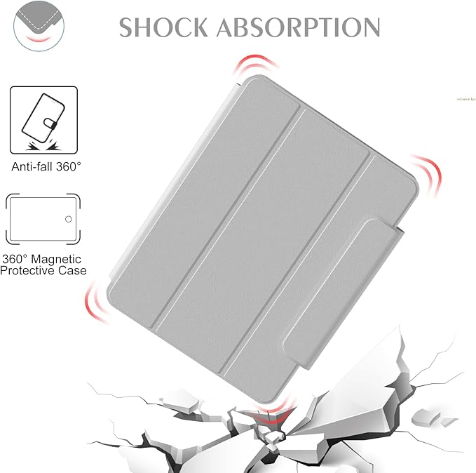 ZENLU iPad Pro 11" M4 M5 Case with Removable Magnetic Folio Cover, Premium PU Leather, Multiple Angles Stand, Pencil Slot Charging Support, Full Protective Case for iPad Pro 11" 2025 2024 (Gray)