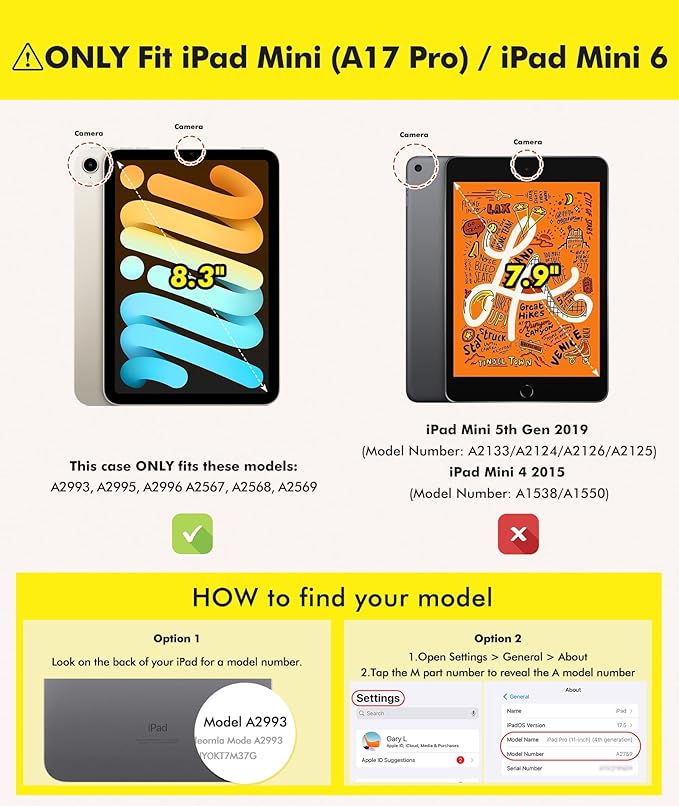 INFILAND Case for iPad mini 7 (A17 Pro) 2024 / iPad mini 6 2021, Magnetic Origami Slim Protective Case, Book-Style Foldable Cover with Pencil Holder, Multi-Angle Stand, Auto Wake/Sleep, Starlight