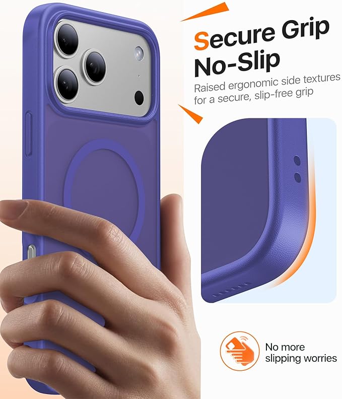 Magnetic for iPhone 17 Pro Case,[Anti-Slip][Compatible with MagSafe][Military Grade Drop Protection] Shockproof Protective Translucent Matte Phone Case for iPhone 17 Pro Case,Cobalt Blue