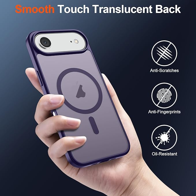 SUPFINE Magnetic for iPhone Air Case (Compatible with MagSafe)(Military Grade Drop Protection) Slim Translucent Matte Shockproof with Anti-Fingerprint Phone Cover for 17 Air,Dark Purple
