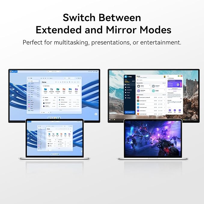 Blackview 24" Portable Monitor 100Hz for Work Home Office Game, 1080P FHD IPS Laptop Screen Extender with Rotating Stand & VESA, USB-C HDMI Plug-Play for Mac/Windows/PS/Switch/Xbox