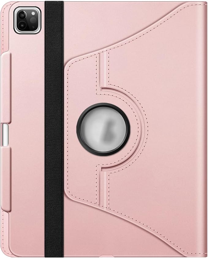 Fintie Rotating Case for iPad Pro 12.9-inch 6th Generation 2022-360 Degree Swiveling Protective Cover with Pencil Holder, Auto Sleep/Wake, Also Fit iPad Pro 12.9" 5th/4th/3rd Gen, Rose Gold