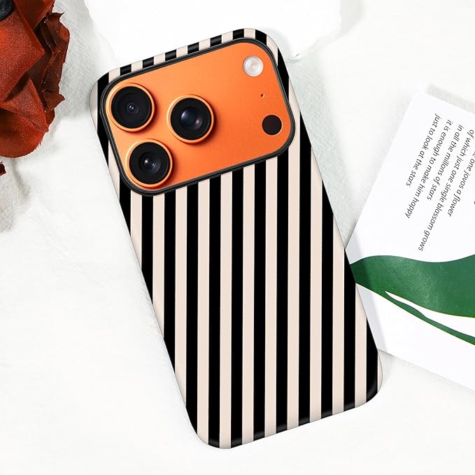 Magnetic for iPhone 17 Pro Max Case Cute Diagonal Stripes Phone Case, Shockproof Slim TPU and Hard PC Protective Phone Cover Compatible with MagSafe Designed for Women Girls,Black and White
