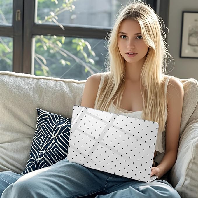 Compatible with MacBook Air 13 inch Case M1 A2337 A2179 A1932 2022 2021 2020 2019 Release, Cute Black Polka Dot Protective Hard Shell Clear Cover for MacBook Air 13.3 inch