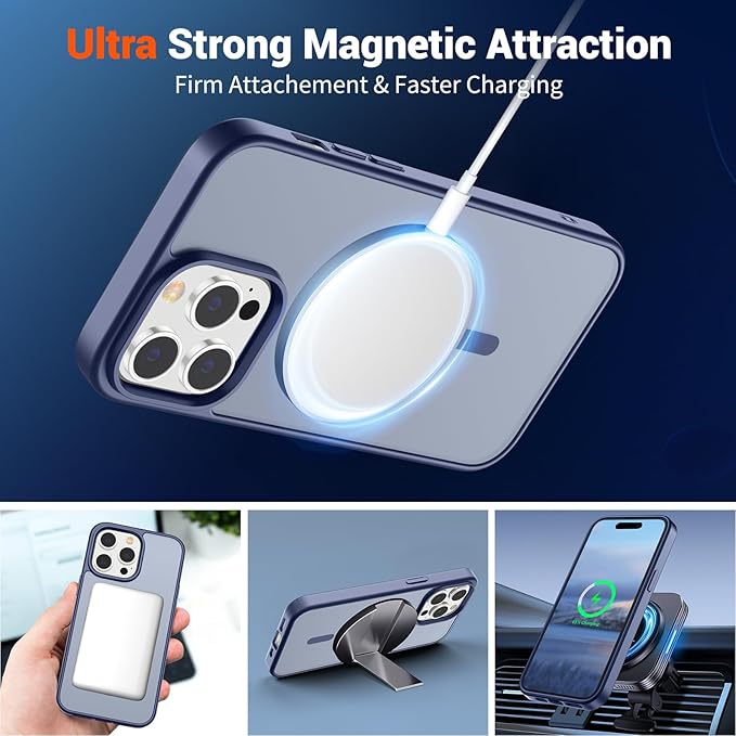 SUPFINE Magnetic for iPhone 14 Pro Max Case (Compatible with MagSafe) (Military Grade Drop Protection) Slim Translucent Matte Shockproof with Anti-Fingerprint Phone Case,Lavender Gray