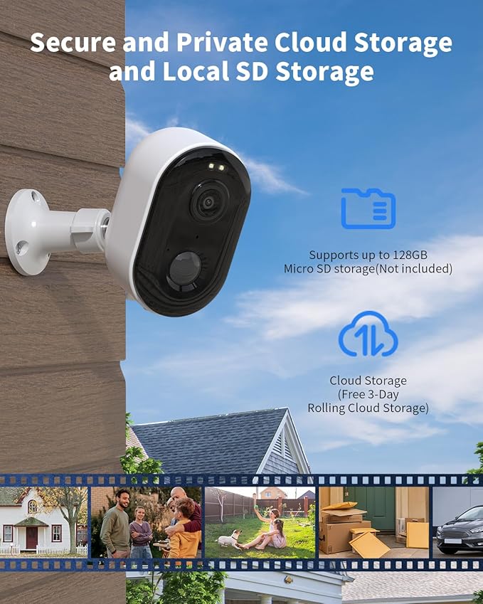 Armorcope Security Cameras Wireless Outdoor, Battery Powered 2k Color Night Vision, AI Motion Detection, IP66 Weatherproof, 2-Way Talk, SD/Cloud Storage, 2.4Ghz WiFi Cameras for Home Security