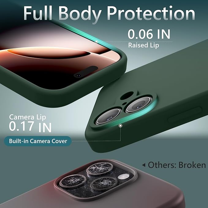 FireNova Magnetic for iPhone 17 Case, Compatible with MagSafe, [Integrated Silicone Camera Control Button] [Camera Protection] Anti-Scratch Microfiber Lining Phone Case, 6.3", Alpine Green