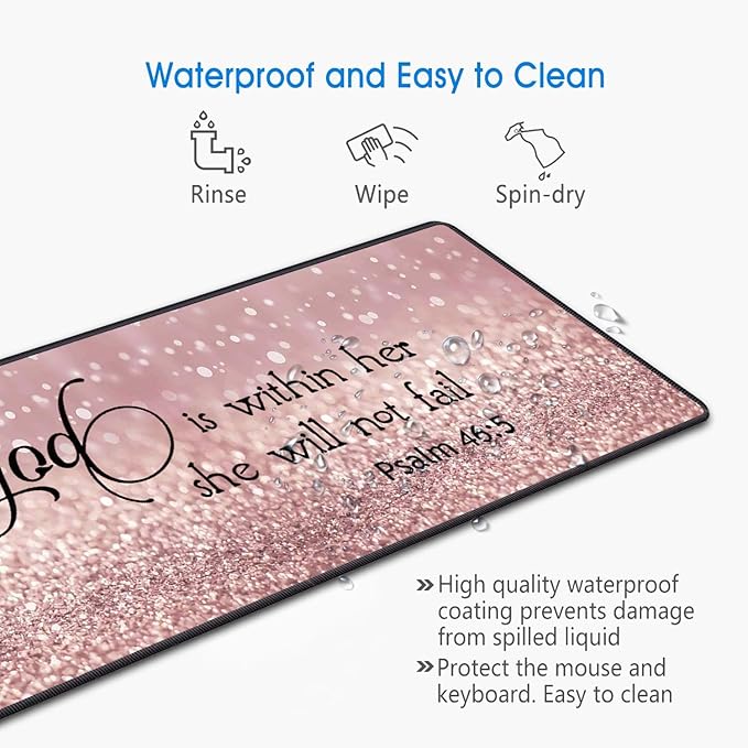 Desk Pad Gaming Mouse Pad,Stitched Edges Design Large Mouse Pad for Laptop Computer Chicago Skyline Scene at Night Desk Writing Mat for Office & Home