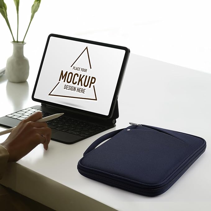 MoKo 7-8 Inch Tablet Sleeve Carrying Case with Handle, Padded Protective Travel Bag for iPad Mini A17 Pro/6th 8.3'', iPad Mini 5/4/3/2th 7.9", Indigo