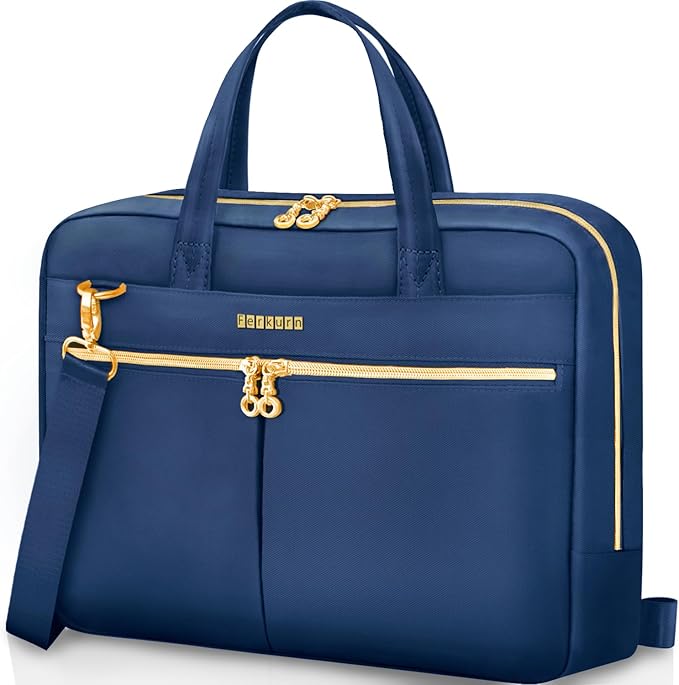 Ferkurn Laptop Bag Case Women Men Computer Bag Compatible with MacBook/HP/LG/Dell, Shoulder Strap Slim Carrying Messenger Briefcase, Blue, 15.6-16 Inch