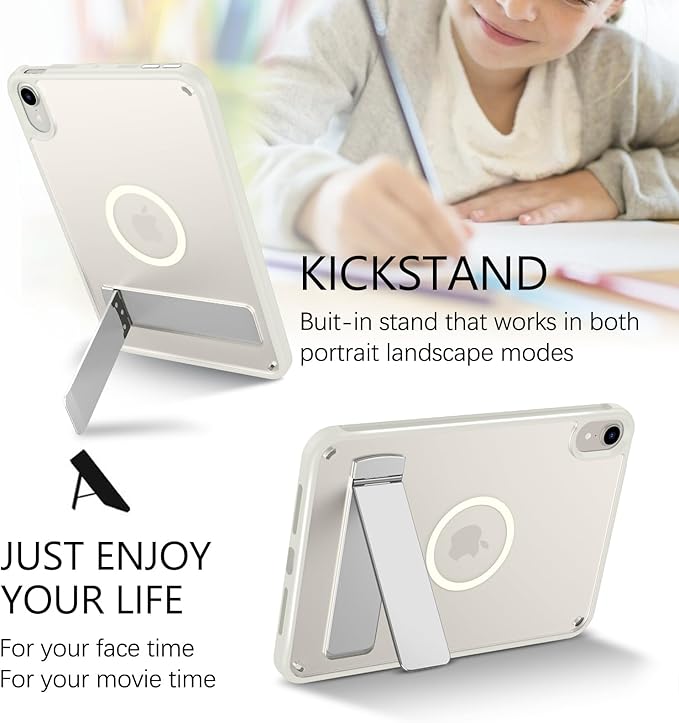 GUAGUA for iPad mini 7 Case 2024 (A17 Pro), Magnetic Mini 7th/6th Generation Case with Stand(2024/2021) with Pencil Holder Slim Protective Kickstand Case for iPad mini 7th/6th 8.3'', Space Gray