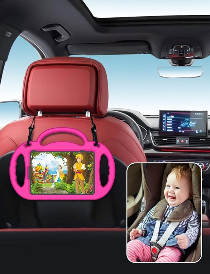 Kids Case for iPad mini 7 (A17 Pro) 2024/ Mini 6 2021, iPad mini 7th/6th Generation Case with Shoulder Strap - Durable Shockproof with Handle Stand Protective Cover for iPad 8.3 Inch, Pink