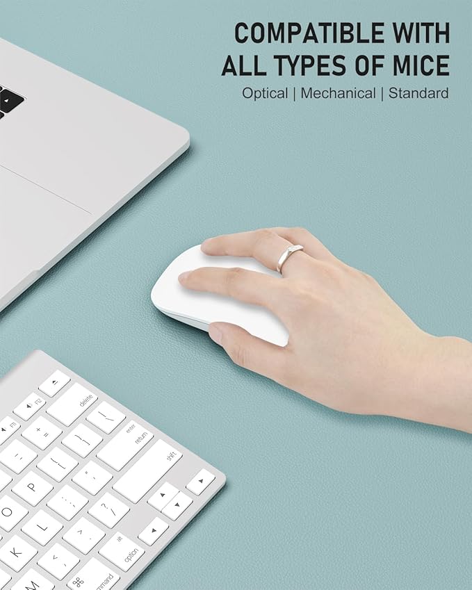 Desk Pad, 23.6" x 13.8" PU Leather Non-Slip Desk Mat Large Mouse Pad for Desktop, Waterproof Laptop Computer Writing Mat for Office, Home, Work, Gaming, Lake Blue