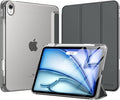 MoKo for iPad Air 11 inch Case (M4/M3/M2) 2026/2025/2024, iPad Air 5th/4th Gen 10.9 inch Case 2022/2020 with Pencil Holder, Slim Trifold Cover with Hard PC Translucent Back Shell, Space Gray