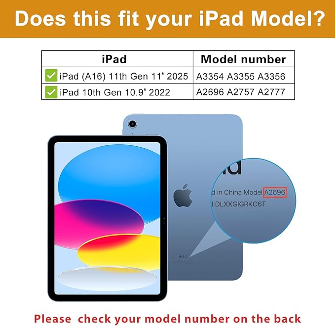 ProCase for iPad A16 11th Generation 11 Inch 2025/iPad 10th Generation Case 10.9 Inch 2022, iPad 11/10 PU Leather Case Business Stand Cover Smart Folio with Hand Strap Front Pocket Pen Loop -Navy