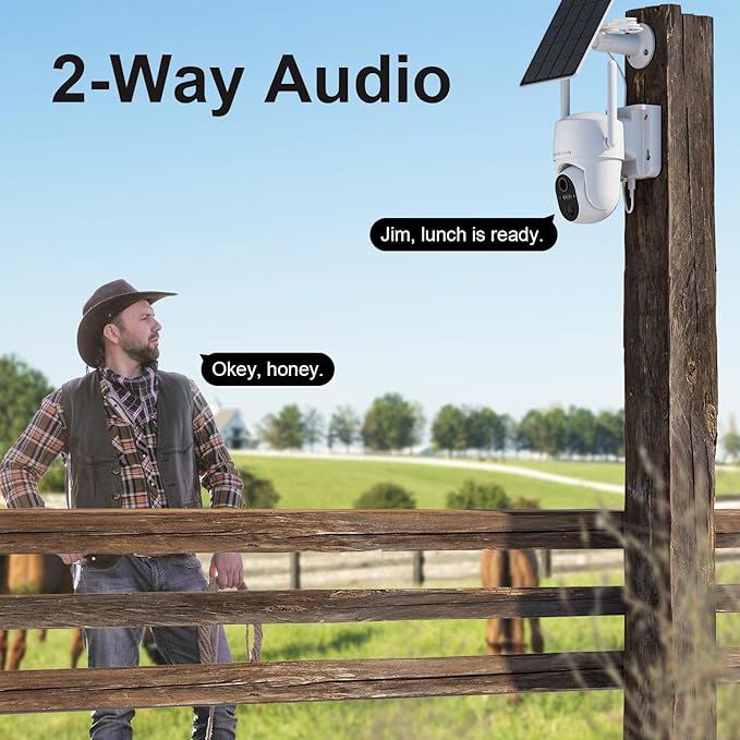 4G LTE Cellular Solar Security Camera Wireless Outdoor, No WiFi Security Camera, Off Grid 2K Color Night Vision ,Built-in SIM Card with Free Cloud Storage(Need Apply) for Barn Farm Jobsite (2 PCS)