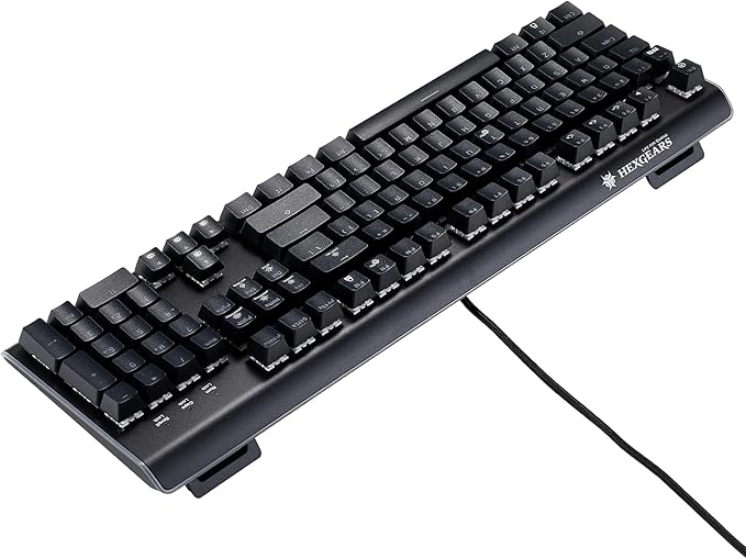 Hexgears GK735 Mechanical Gaming Keyboard Kailh Box White Switch 104 Keys ABS Keycaps Wired Gaming Keyboard with White LED Backlight, Ergonomic Design for Windows Laptop PC Mac (No Light Strip)