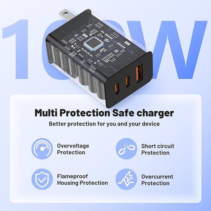 USB C Charger Block,100W GaN Super Fast Charging Station Hub,USB C Cube Plug,65W Type C Power Adapter Brick Box for MacBook Pro/Air,iPad,Apple iPhone 17 16 15 Pro Max,Samsung Galaxy S26+ S25 S24 Ultra