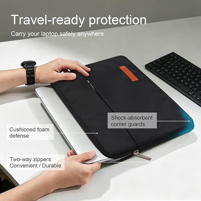 Lacdo Chromebook Case 11 Inch Laptop Sleeve for 11 Inch Acer HP Lenovo Dell Samsung ASUS Chromebook Spin 3 11, 13 inch New Surface Pro 11 Copilot+PC / 10 9 8 X, 11.6" MacBook Air Computer Bag, Black