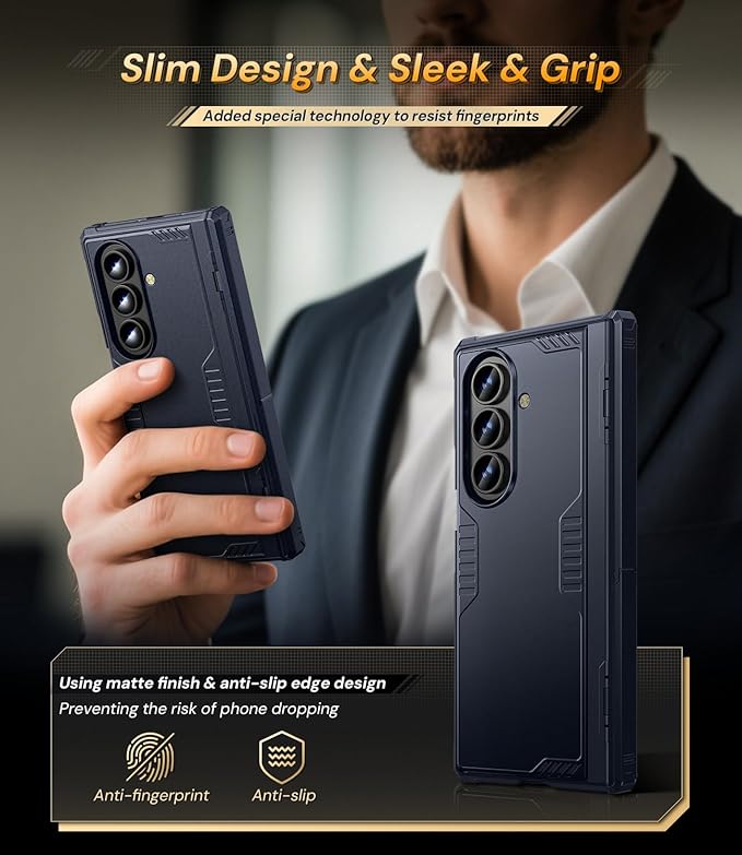 Kaiiecal for Samsung Galaxy Z-Fold-7 Case: Dual-Stand & Rugged Hinge Protection & HD Screen Protector [Anti-Fingerprint & Anti-Slip] Durable Shockproof Cover for Z Fold7 5G 2025(Blue)