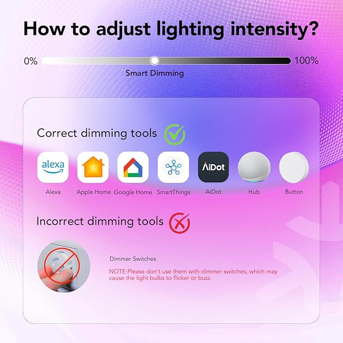OREiN Matter Smart Light Bulb, Smart Light Bulbs Work with Apple Home, Alexa, Google Home, SmartThings, A19 Color Changing Light Bulbs 2.4Ghz WiFi, 800 Lumens Equivalent 60W 4Pack (Pack of 2)
