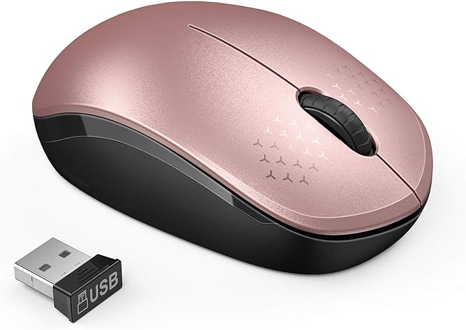 seenda Wireless Mouse, 2.4G Noiseless Mouse with USB Receiver Portable Computer Mice for PC, Tablet, Laptop, Notebook - Rose Gold&Black